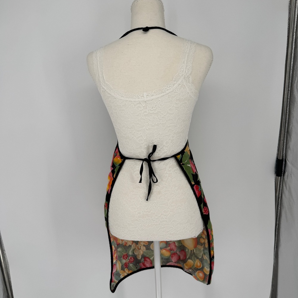 Vintage Maison Mode Apron OS Cotton Fruit Print Cottagecore French Made - Picture 3 of 9